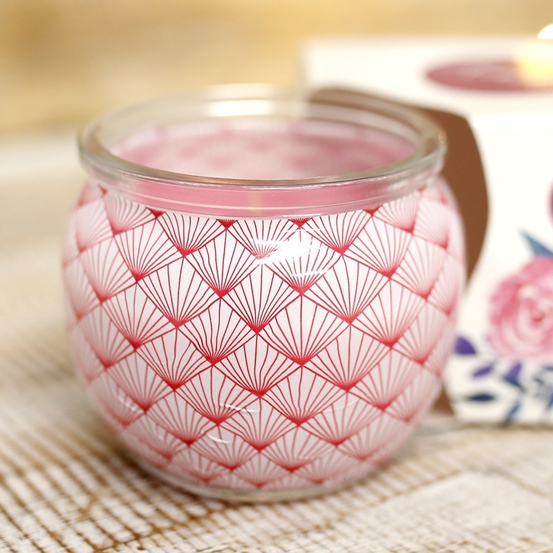 Flores – 3 velas aromáticas en cristal estampado