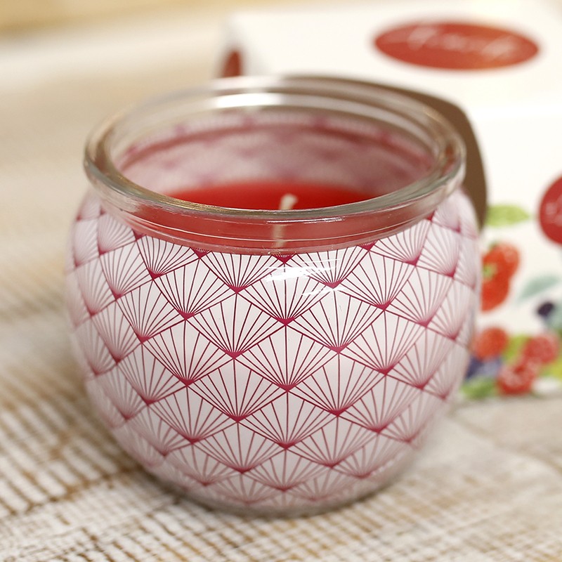Frutos rojos – 3 velas aromáticas en cristal estampado