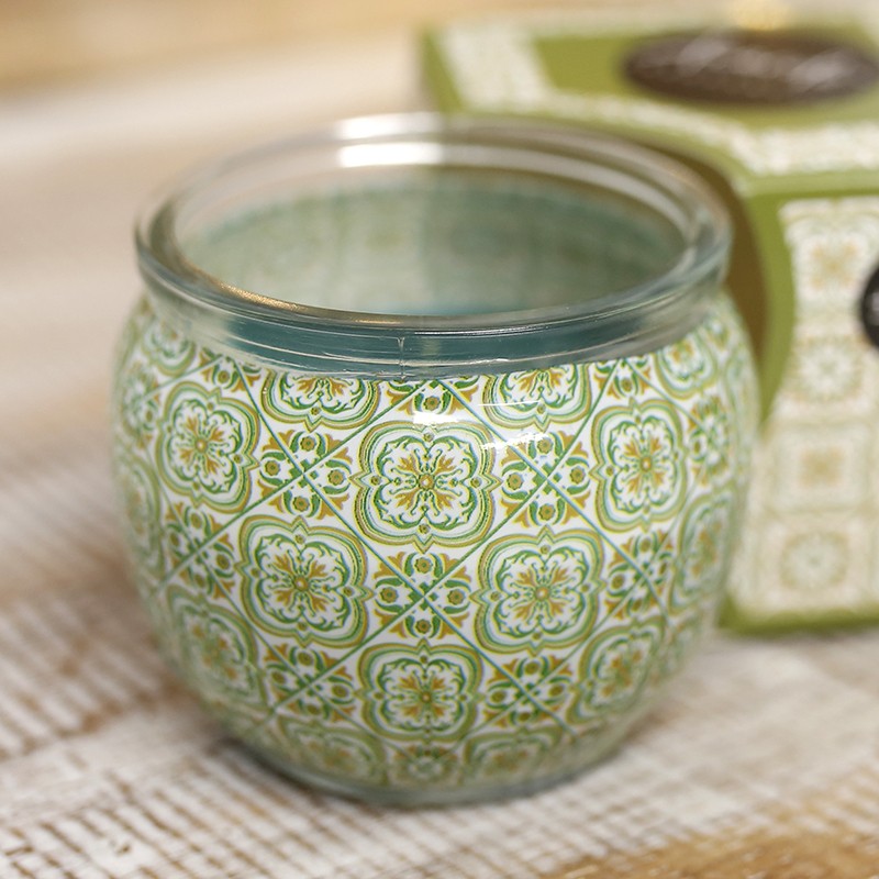 Lima y jengibre – 3 velas aromáticas en cristal estampado