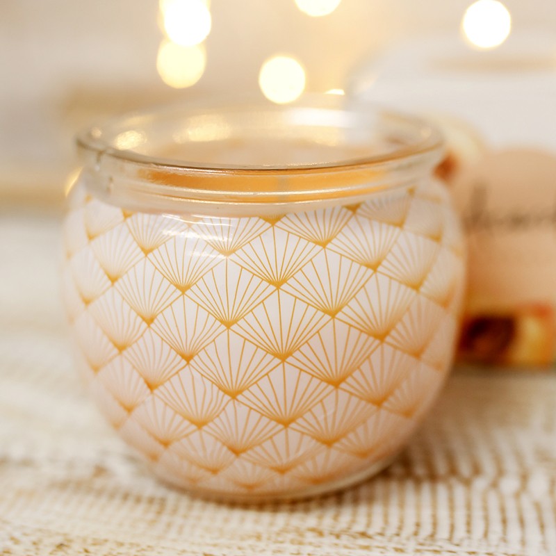 Melocotón – 3 velas aromáticas en cristal estampado